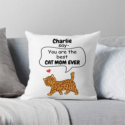 Cat Mom Throw Pillow 