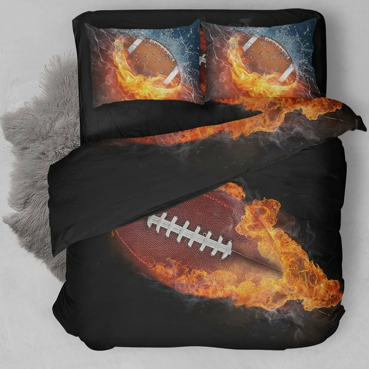 Football On Fire Bedding Set