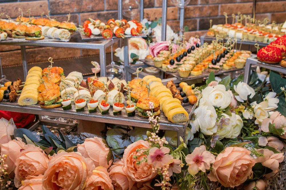 Food for guests at the wedding