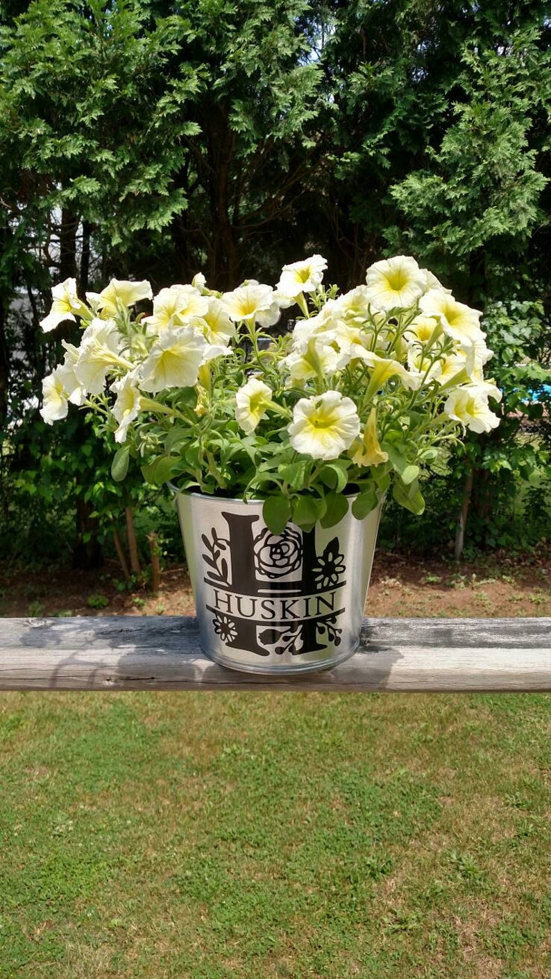 Personalized Monogrammed Flower Bucket