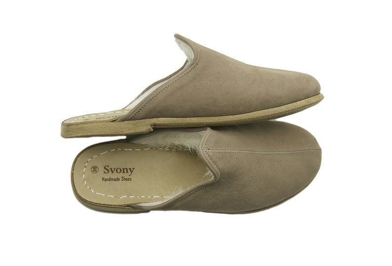 Smoky Color Leather Women's Slippers