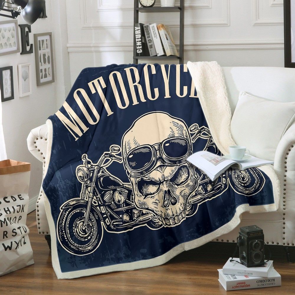 Skull Motocycles Sherpa Fleece Blanket Kony - Best for night's sleep